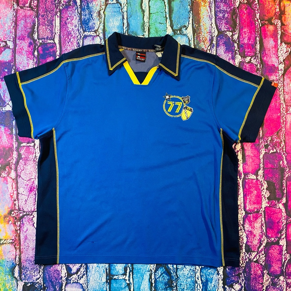 BUGLE BOY Jean 77 Athletics Men's Polo Shirt Size XL Solid blue  Short Sleeve